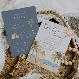 Convite Praia Costeira "Bebê em Conselho" Chá de fraldas d