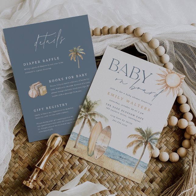 Convite Praia Costeira "Bebê em Conselho" Chá de fraldas d (Criador carregado)