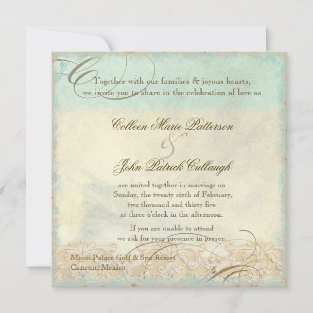 Convite Praia Costeira de Tartaruga Marítima - Casamento d (Frente)
