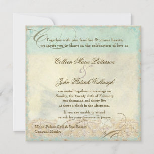 Convite Praia Costeira de Tartaruga Marítima - Casamento d