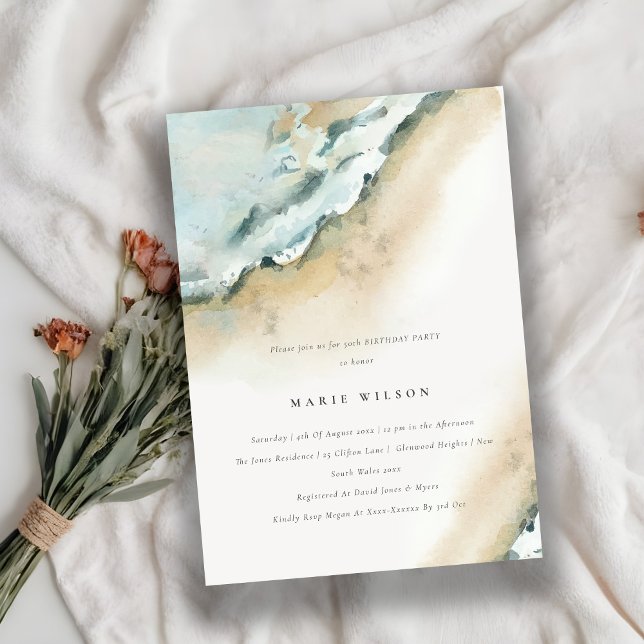 Convite Praia da Areia Costeira do Mar em Qualquer Idade A (Criador carregado)