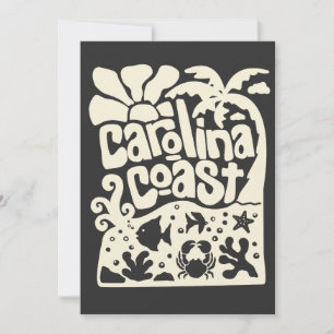 Convite Praia da Costa da Carolina Vintage Retro Palmeiras