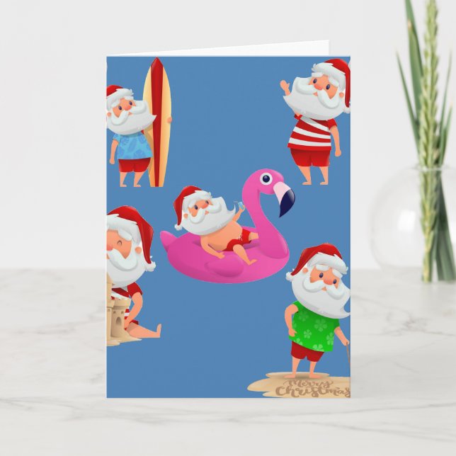 Convite praia de natal papai noel férias (Frente)