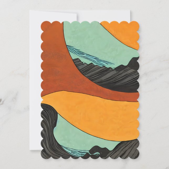 Convite Praia de Tons Terrosos Tatuada (Frente)