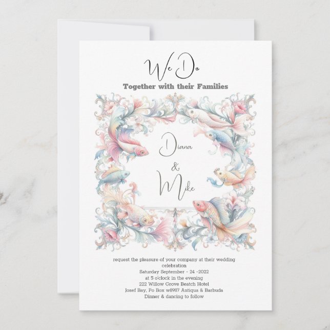 Convite Praia de Verão, com detalhes, (Frente)