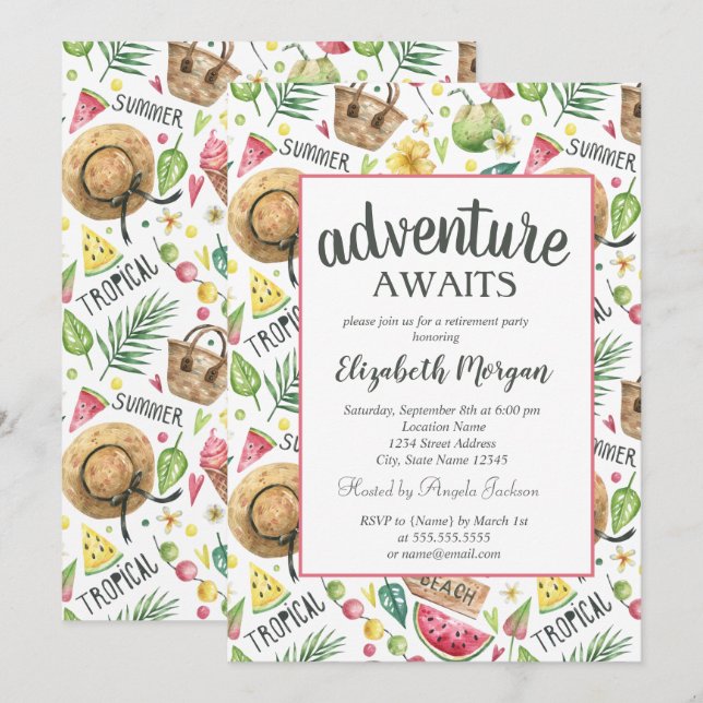 Convite Praia,Festa de Reforma de Melancia (Frente/Verso)