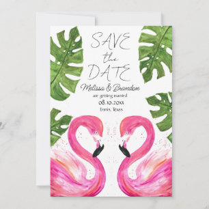 Convite Praia Flamingo Rosa Deixa Casamento Tropical