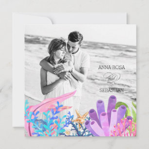 Convite *~* Praia no Mar AR7 QR RSVP PHOTO WEDDING