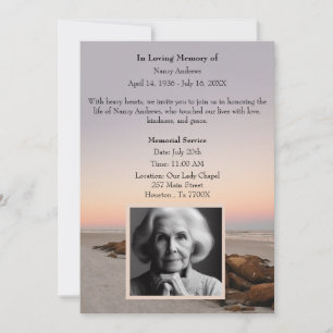 Convite Praia no Sunset no Memorial Funeral de Memória Ama