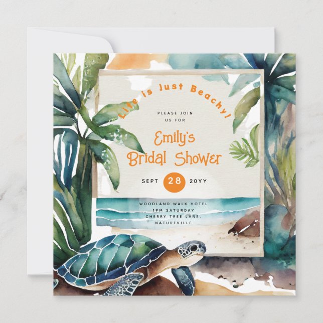 Convite Praia Oceano Costeiro CHUVA DE BEBÊ ANIVERSÁRIO CA (Frente)