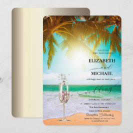 Convite Praia,Palma,Sol,Luzes de Corda,Casamento de Script