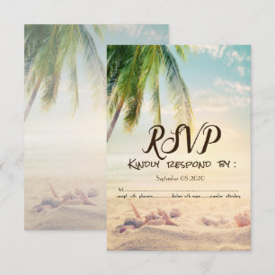 Convite Praia, Palmeira, Estrela-do-mar, Concha RSVP Convi