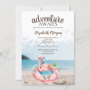 Convite Praia Pink Flamingos Retirement Party