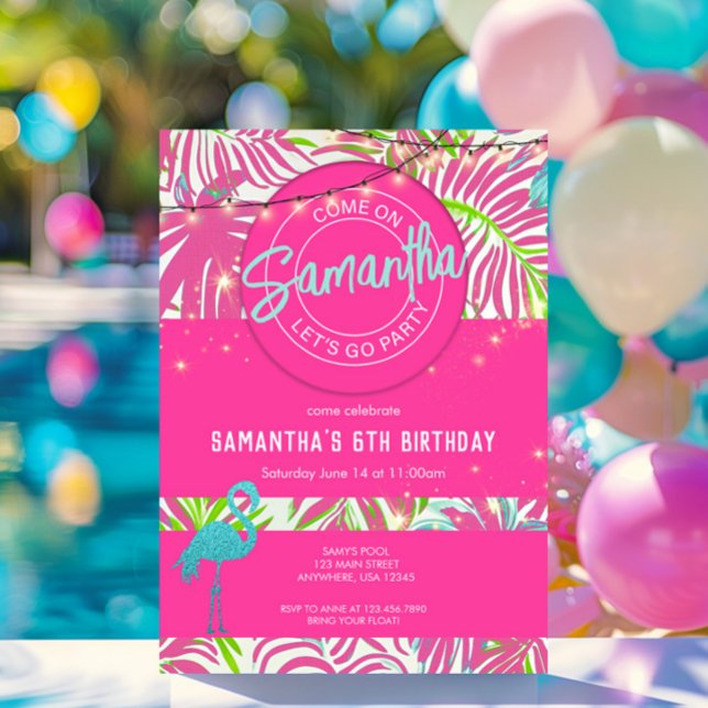 Convite Praia Rosa de Festa piscina (Criador carregado)