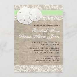 Convite Praia Rustic Burlap Lace Casation Green