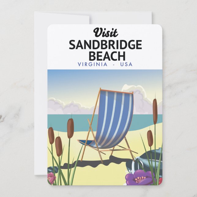 Convite Praia Sandbridge Virgínia EUA, (Frente)