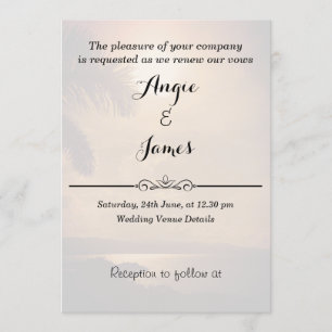 Convite Praia Sunset Wedding Vows Renewation Invitation