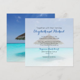 Convite Praia Tropical com Casamento de Guarda-chuvas Atin