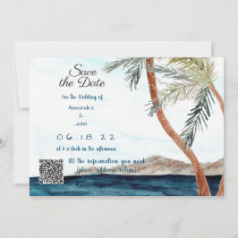Convite Praia Tropical com Luzes Salve a Data