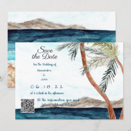 Convite Praia Tropical com Luzes Salve a Data