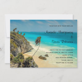 Convite Praia Tropical com Palmeiras ao Vento Casamento