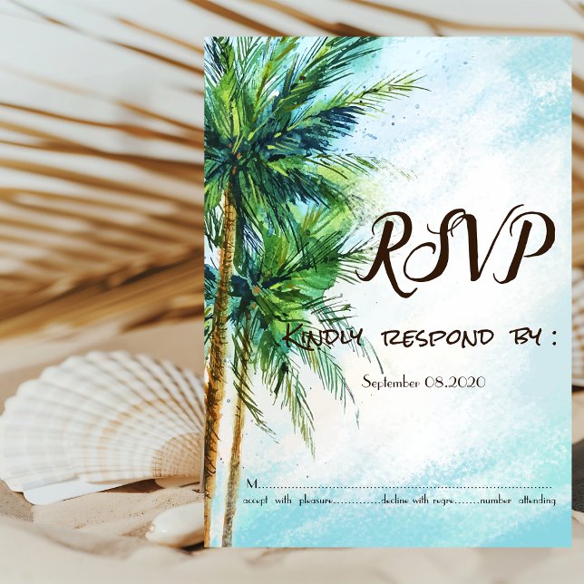 Convite Praia Tropical,Convite RSVP Palms (Criador carregado)