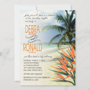 Convite Praia Tropical de Debra Emerald Waters  Papaya FEL