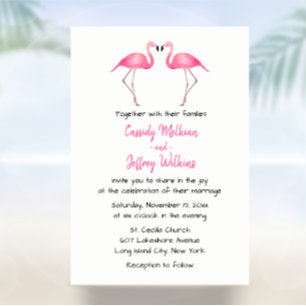 Convite Praia Tropical de Verão do Casamento Flamingo Ros