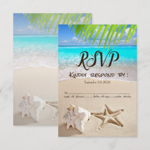 Convite Praia Tropical,Estrela-do-Mar,Concha RSVP