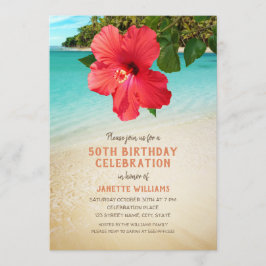 Convite Praia Tropical Hawaiian Themed 50th Festa de anive