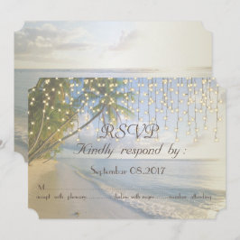 Convite Praia Tropical,Palmeira,Luzes de Corda RSVP