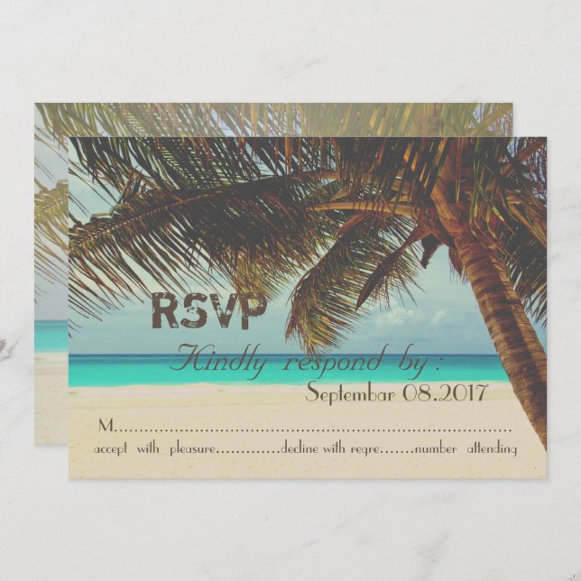 Convite Praia,Tropical,RSVP de Palm (Frente/Verso)