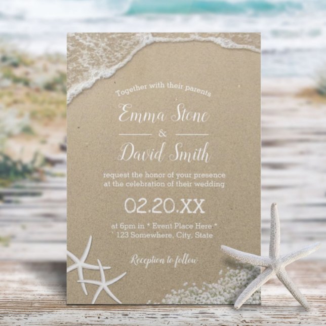 Convite Praias Rustic Baby's Breath & Starfish (Criador carregado)