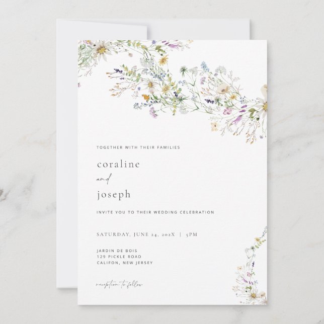 Convite Prairie Wildflower Weding Rustic (Verso)