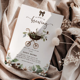 Convite Pram 'Baby is Brewing' Coffee Baby Shower