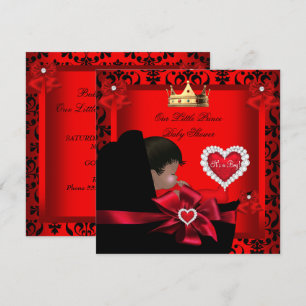 Convite Pram Dourado vermelho régio do menino pequeno do