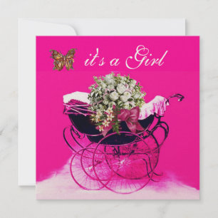 CONVITE PRAM VINTAGEM COM FLORES,CHÁ DE FRALDAS DE BORDAS