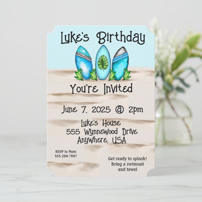 Convite Pranchas Surf Retro (Em pé/Frente)