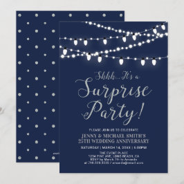 Convite Prata & Azul-Marinho | Surpresa de 25º Aniversário