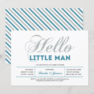 Convite Prata, Azul Turquesa   Tipografia Moderna para Chá