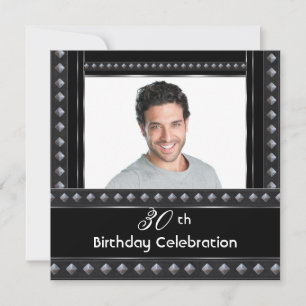 Convite Prata branca preta do partido aniversário de 30 an