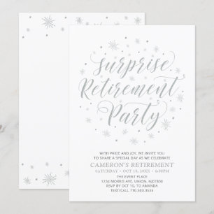 Convite Prata & Branco   Festa de Surpresa de Aposentadori