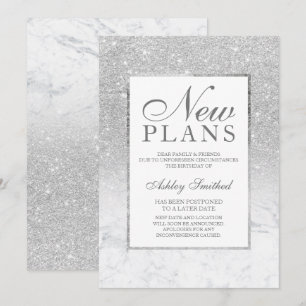 Convite Prata brilho ombre mármore adiou novos planos
