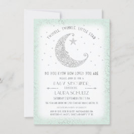 Convite Prata Cintilante Twinkle Little Star Chã de Bebê