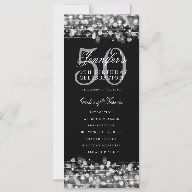 Convite Prata do programa de Festa de aniversário 50º Eleg (Frente)