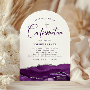 Convite Prata e Agato Roxo   Confirmação
