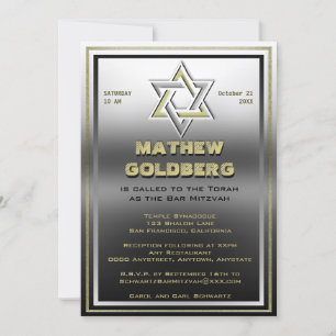 Convite Prata e Barmitzvah Dourado