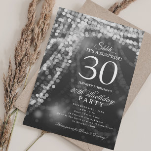 Convite Prata Festa de Aniversário Surpresa de 30 anos