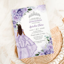 Prata Floral de Lavanda Roxa Quinceañera Sweet 16