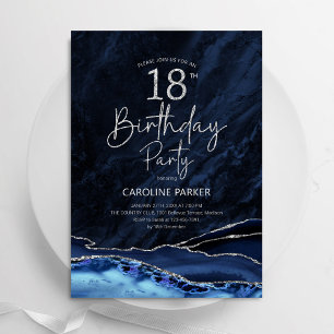 Convite Prata Marinho Azul 18º Aniversário